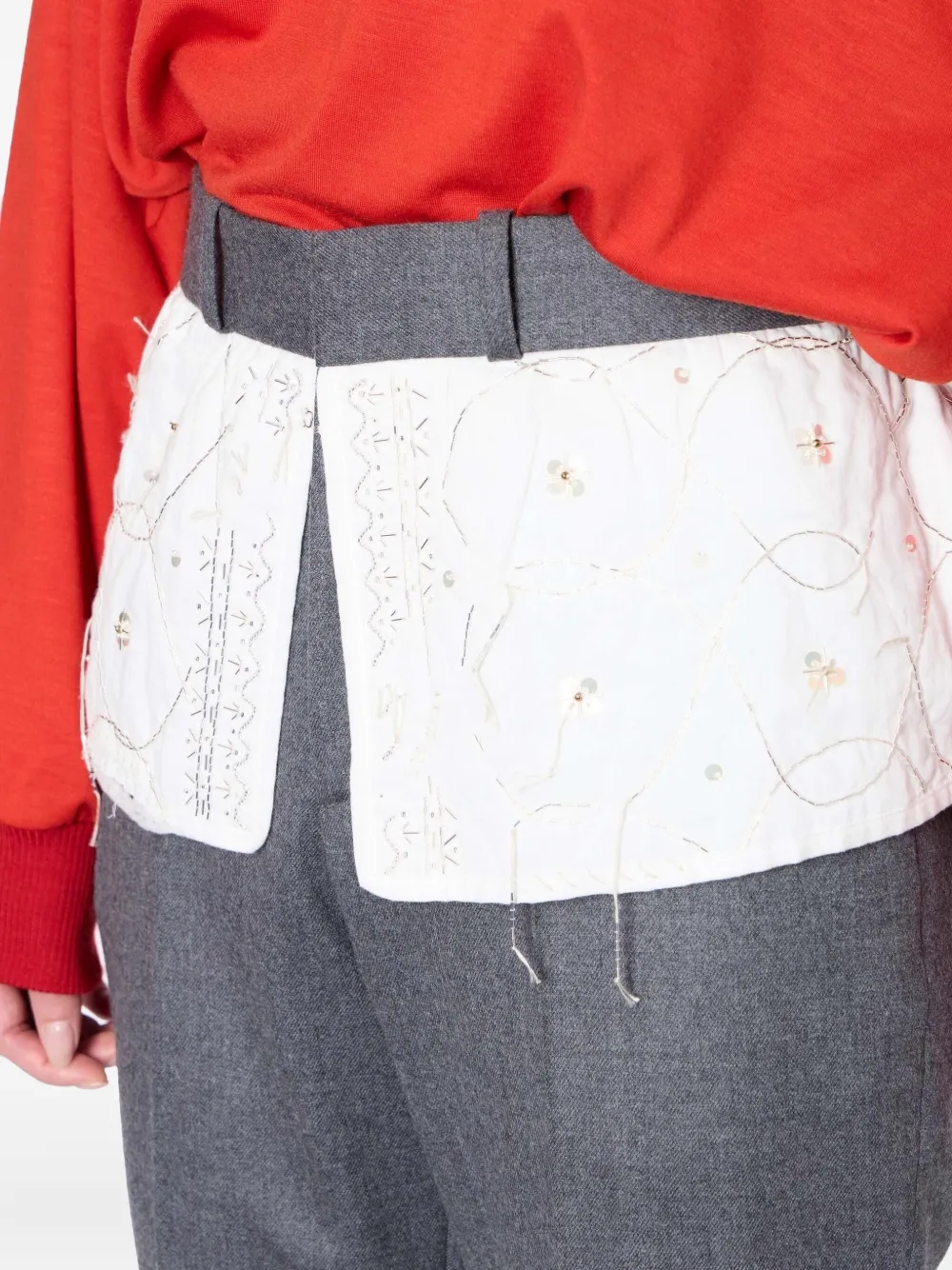 Kolor Broek met geborduurd vlak Grijs