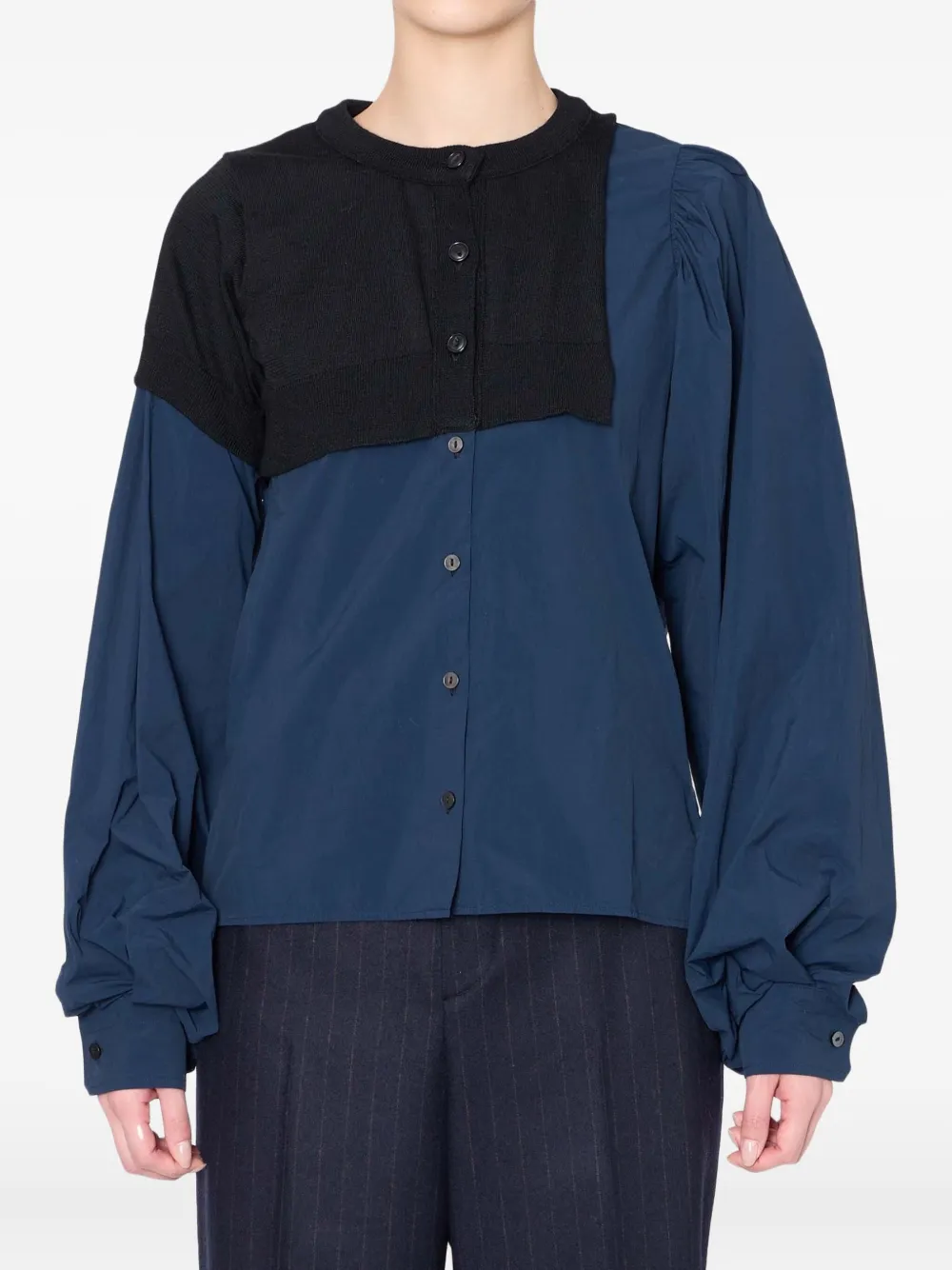 Kolor+haut+à+manches+bouffantes+-+Bleu