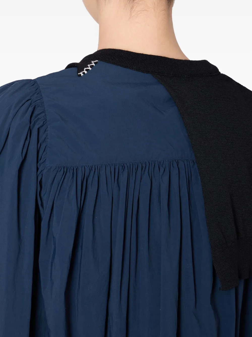 Kolor Top met ballonmouwen en gebreid vlak Blauw