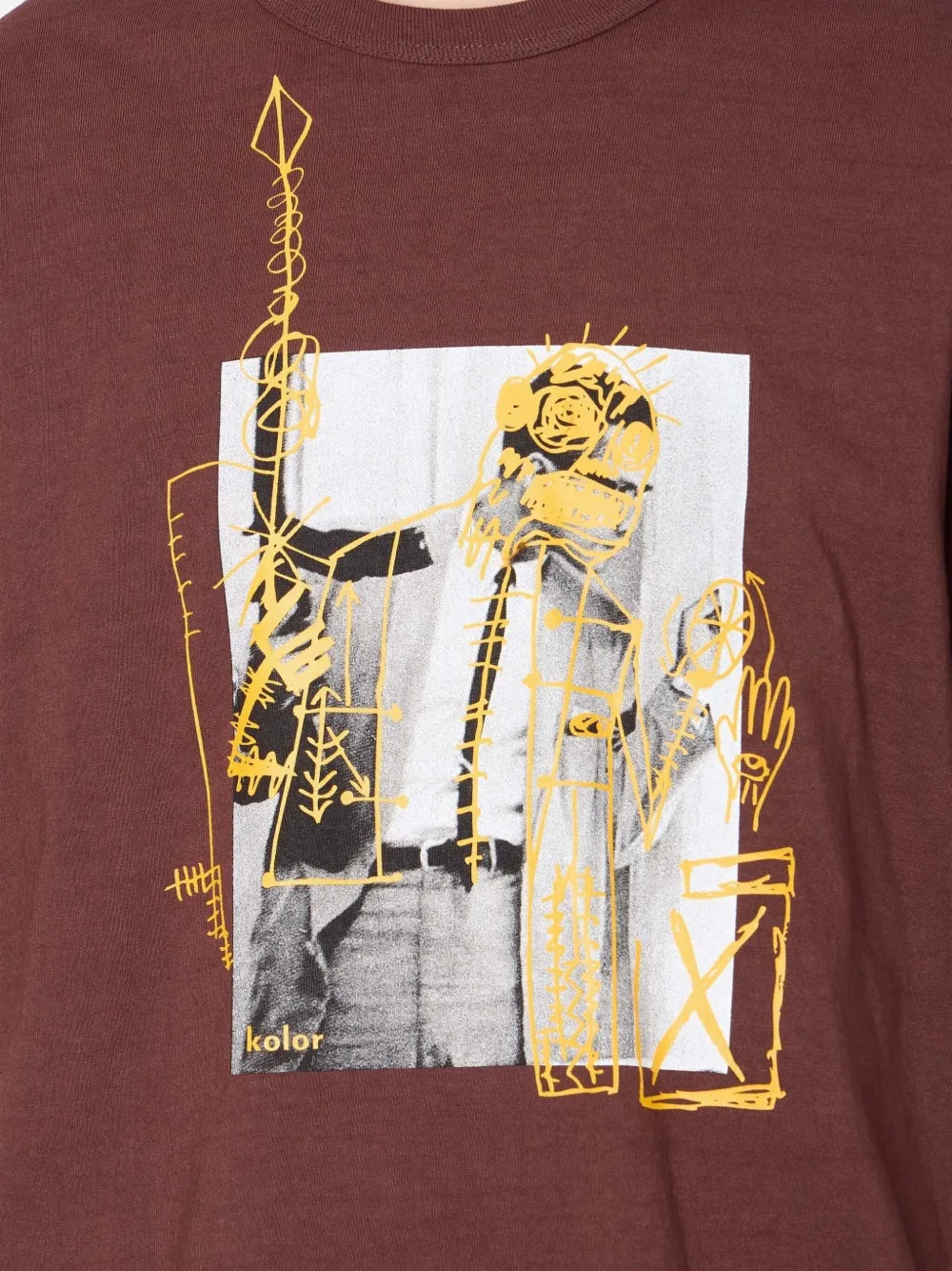 Kolor T-shirt met grafische print Bruin