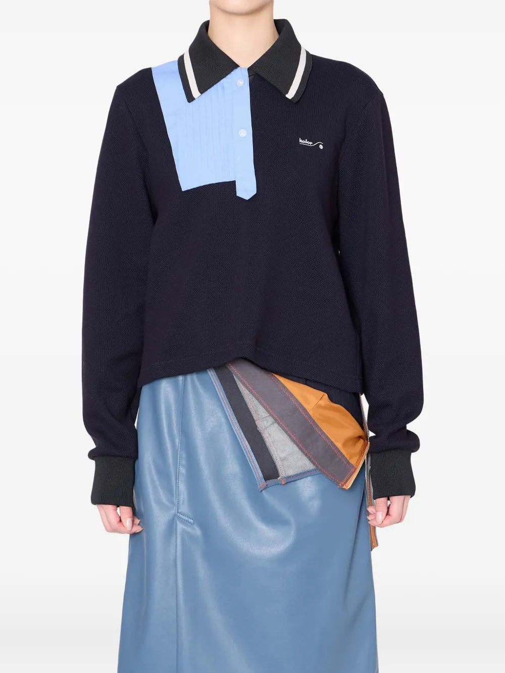 Kolor Asymmetrical-design Polo Top In Black