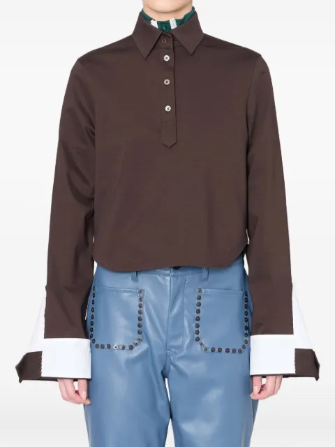 Kolor contrast-panel collar polo top