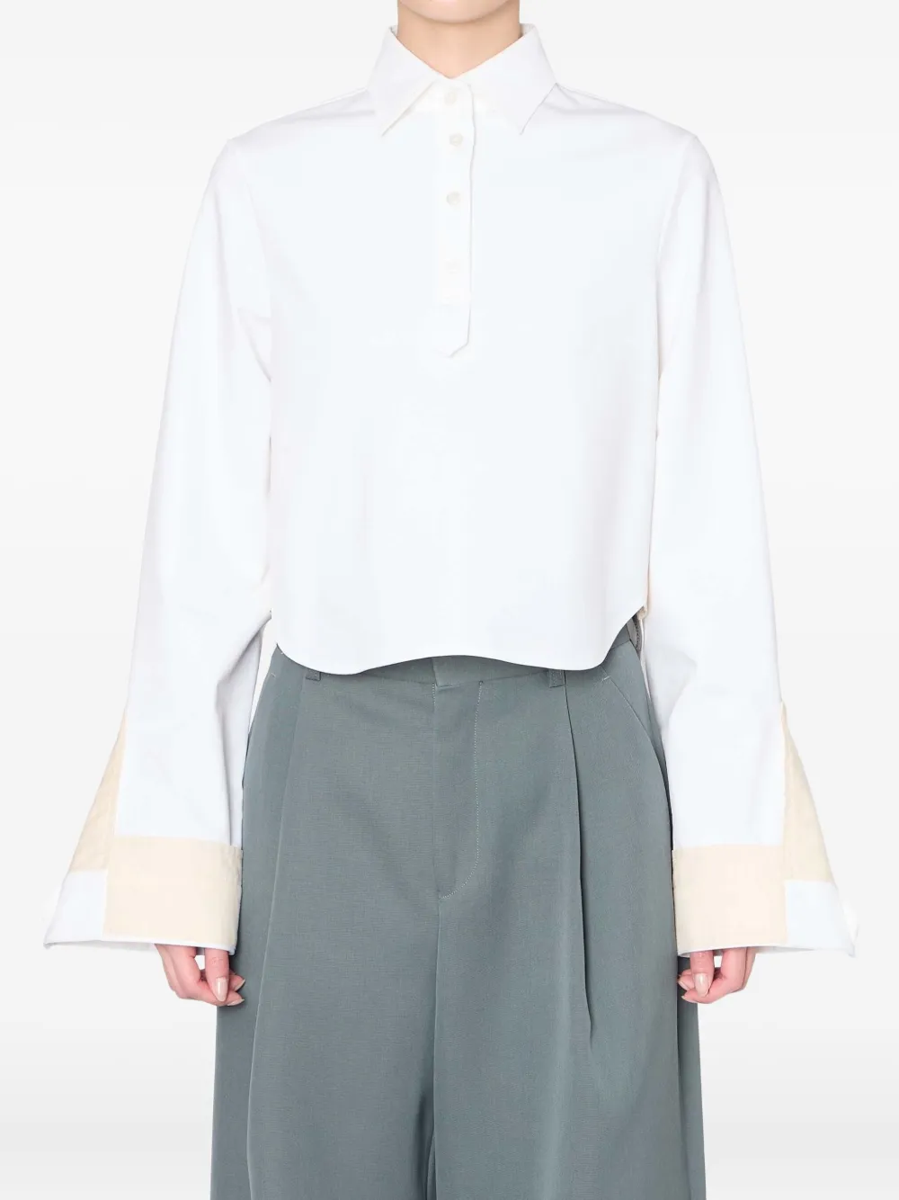 Kolor Blouse met contrasterende manchetten Wit