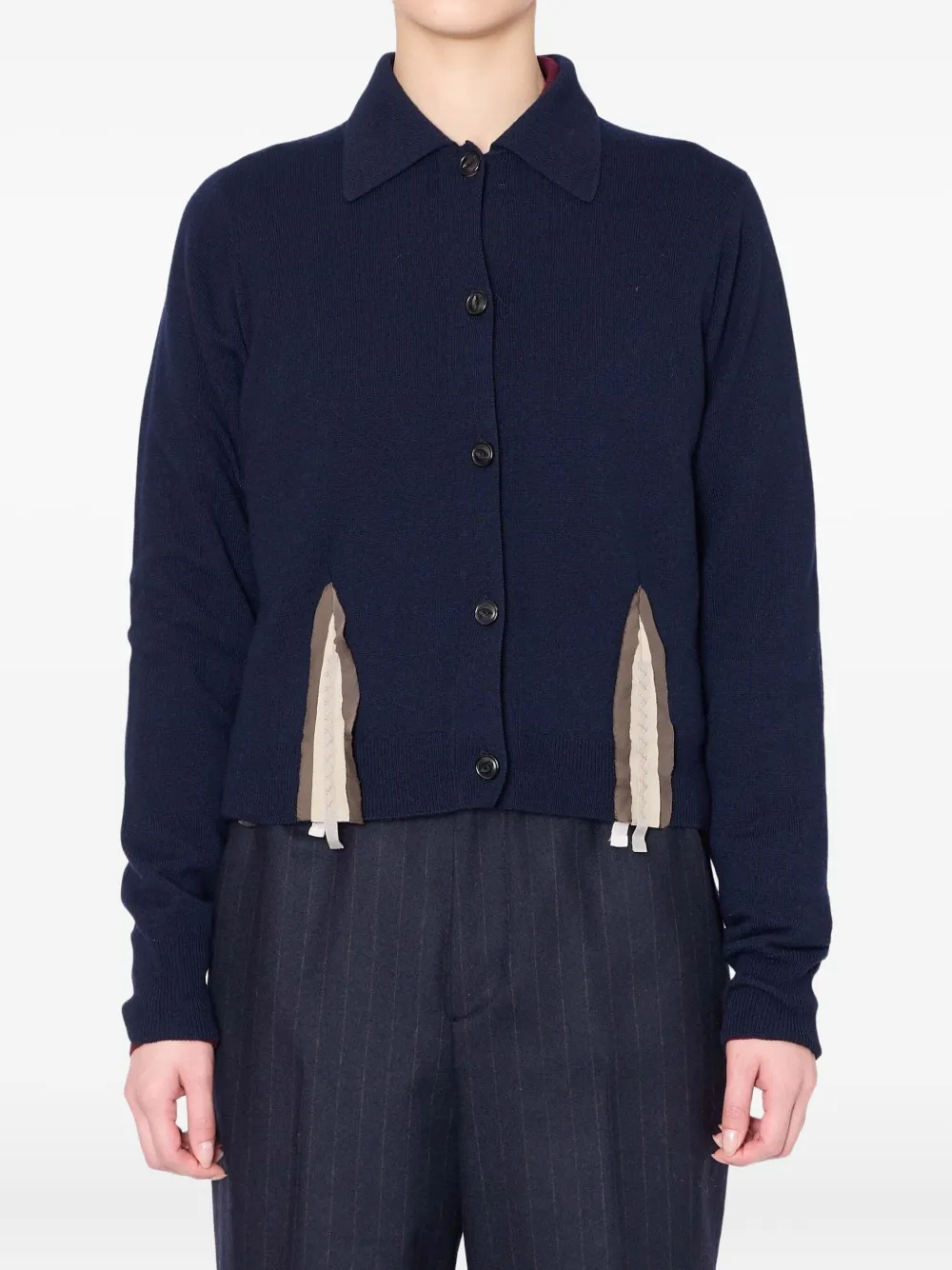 Kolor Button-fastening Panelled Cardigan In Blue