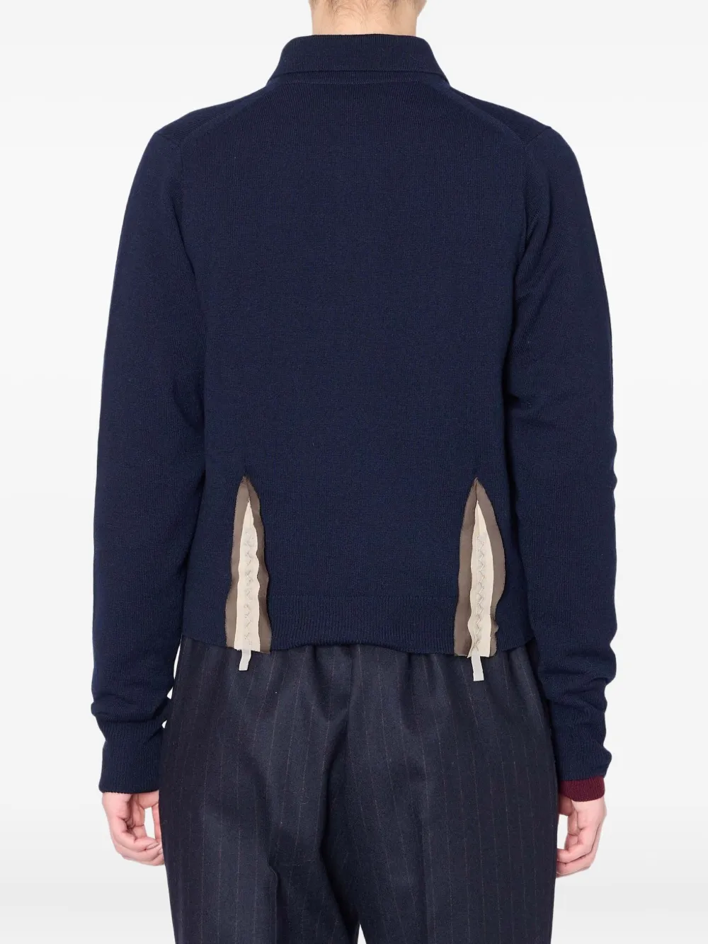 Kolor Button-fastening Panelled Cardigan In Blue