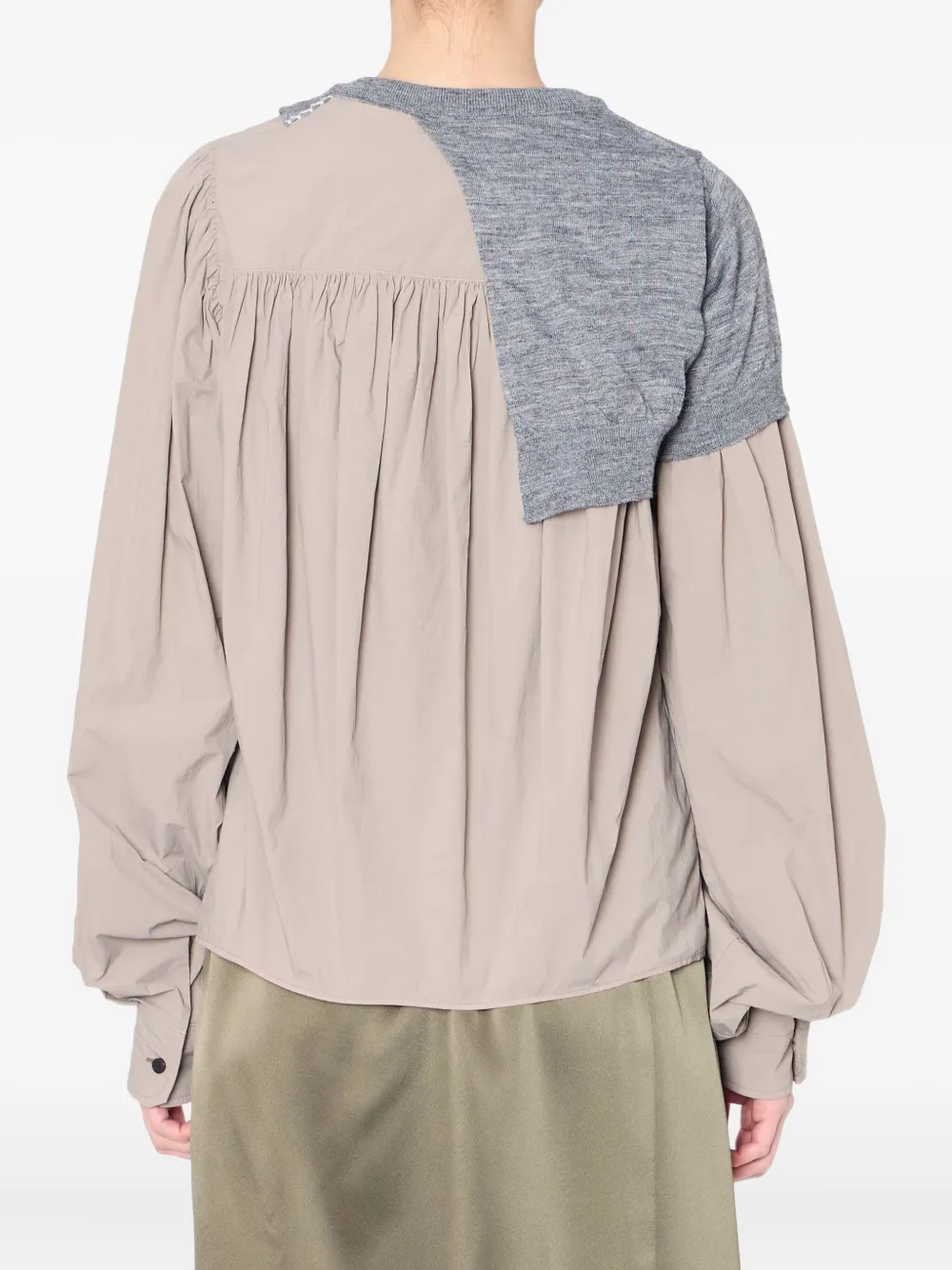 Kolor Wollen top met gesmockt vlak - Beige