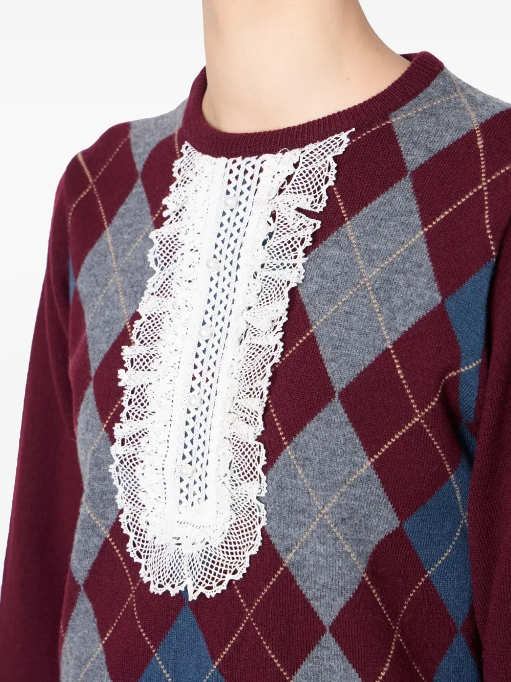 Kolor Trui met kanten vlak Rood