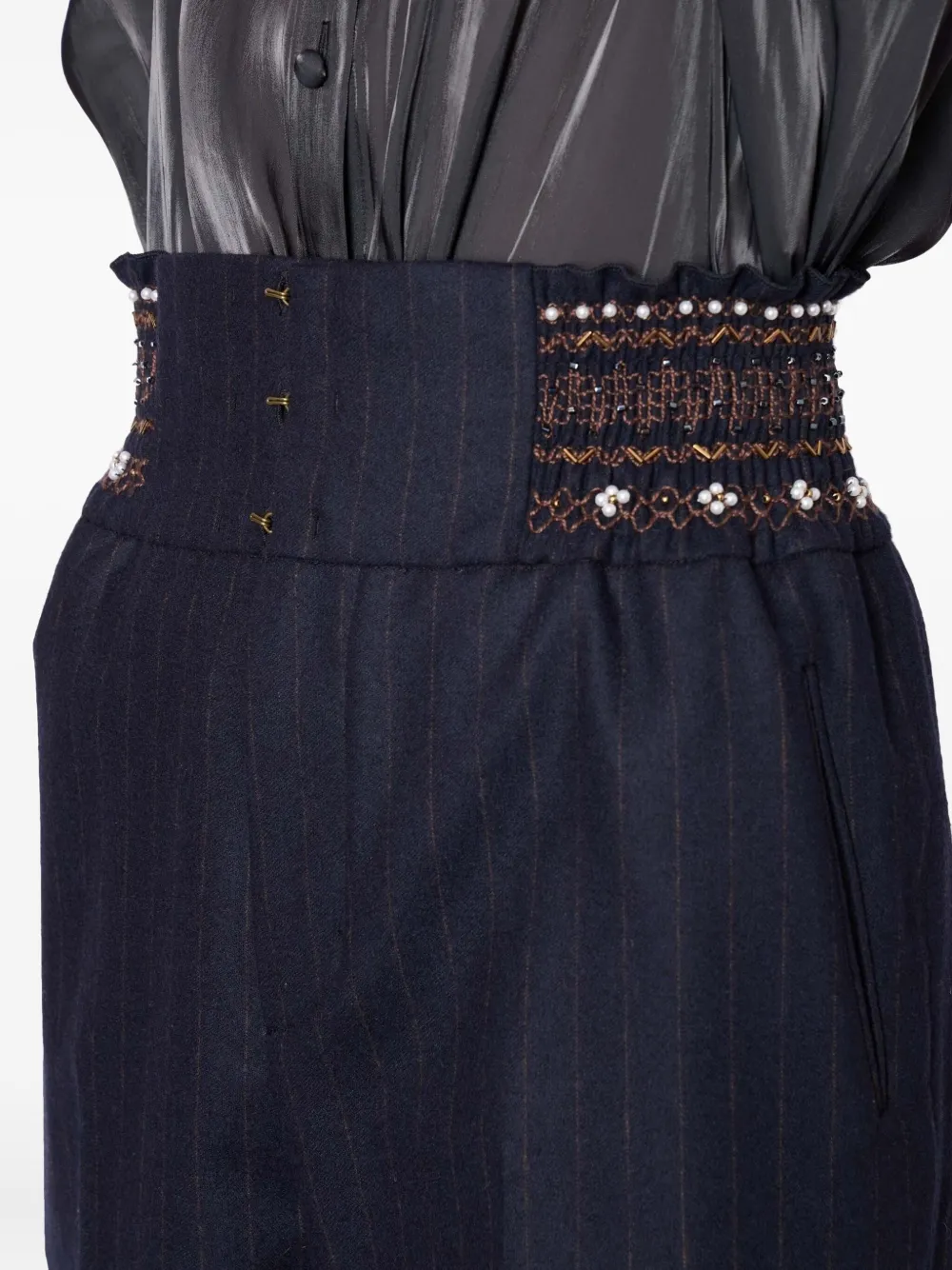 Kolor Beaded Pinstripe Trousers In Blue