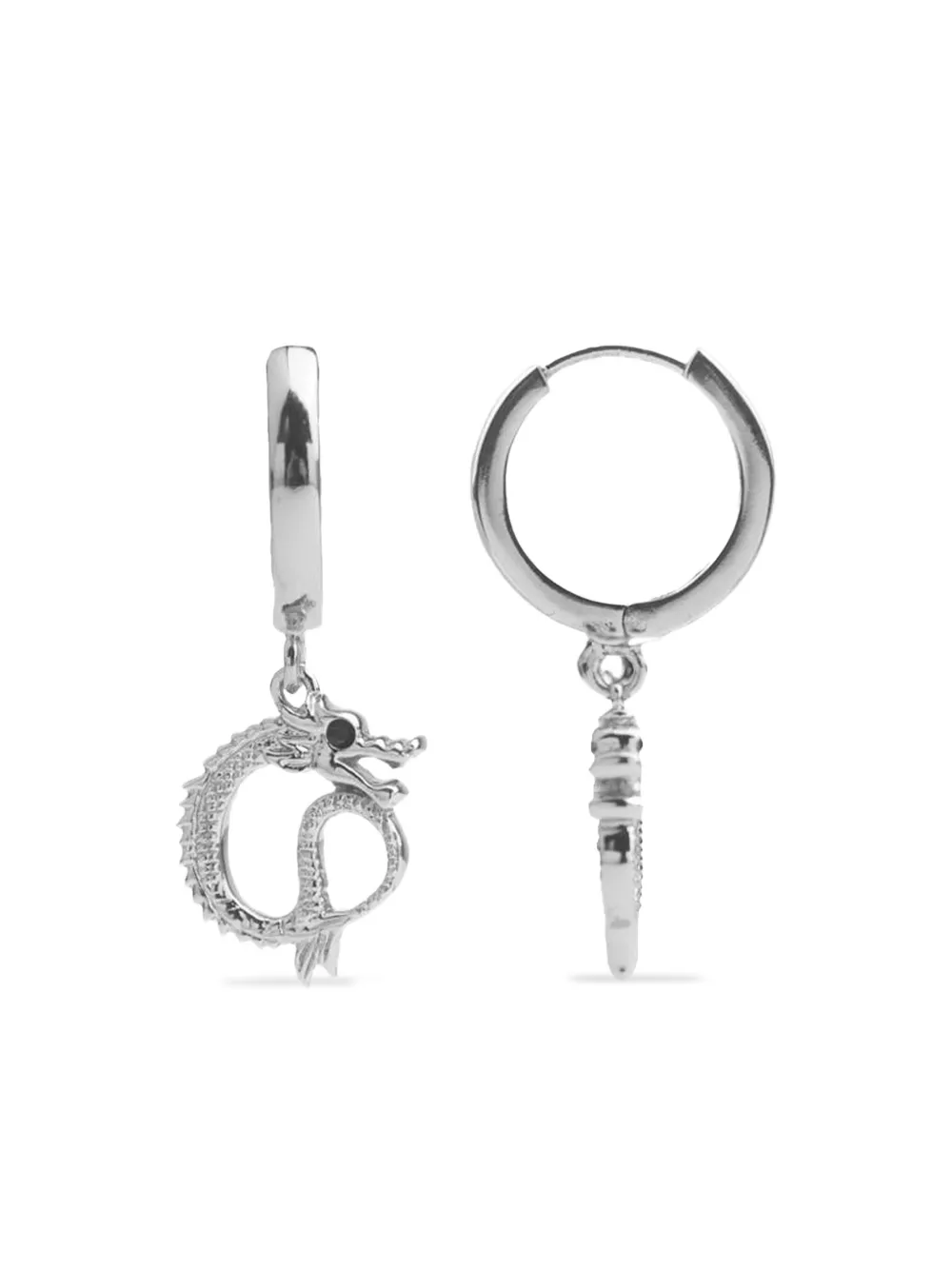 All the Luck in the World dragon hoop earrings | Silver | Image 1