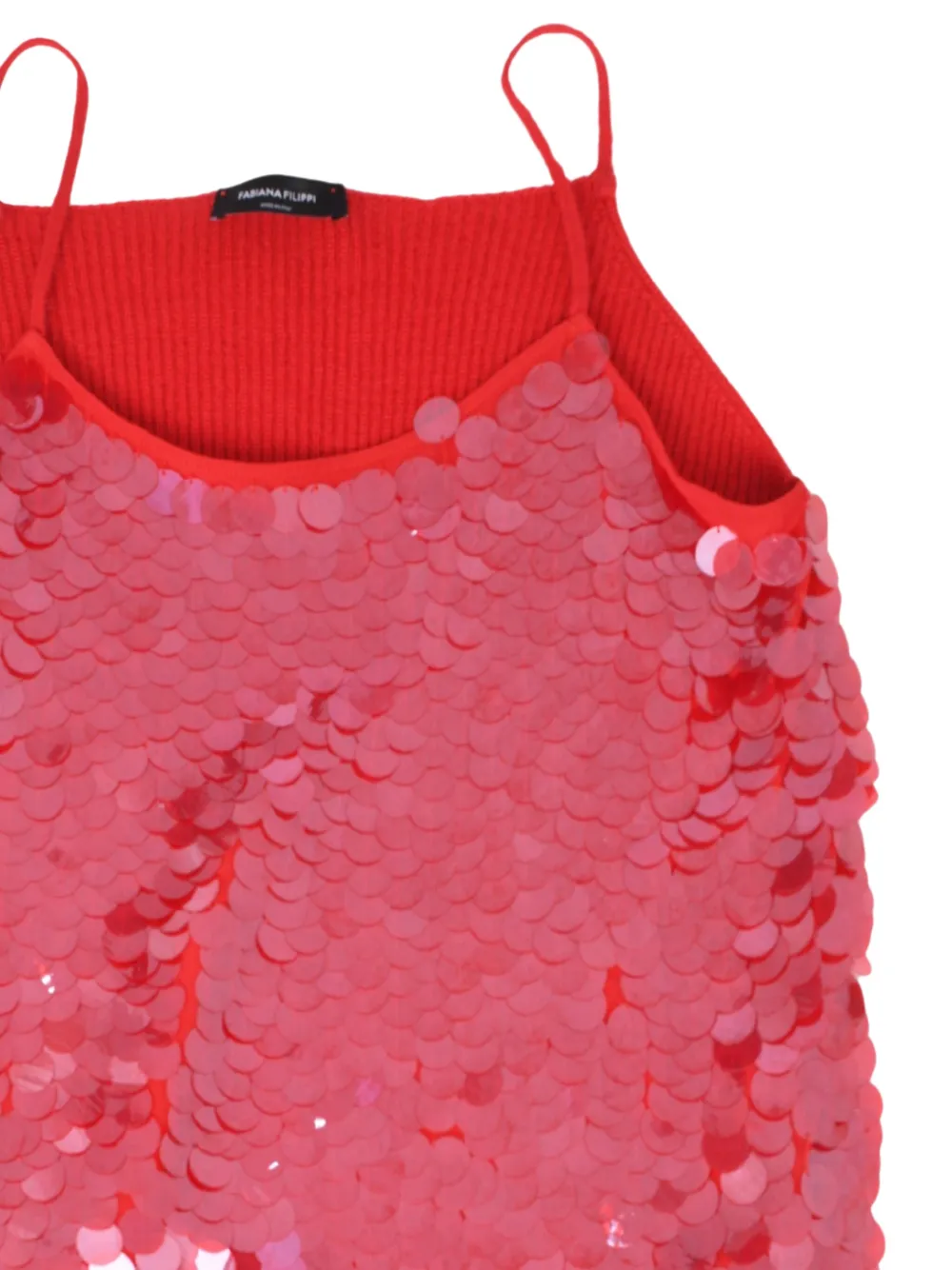 Fabiana Filippi Top met spaghettibandjes en pailletten Rood