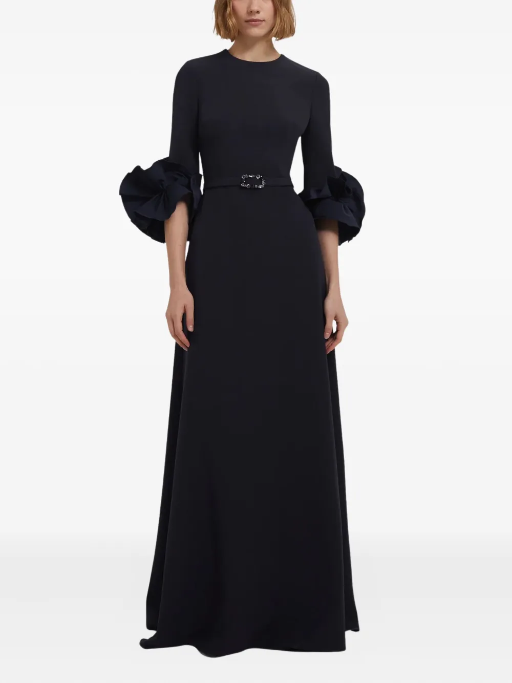 Safiyaa embellished ruffle-sleeve gown - Blauw