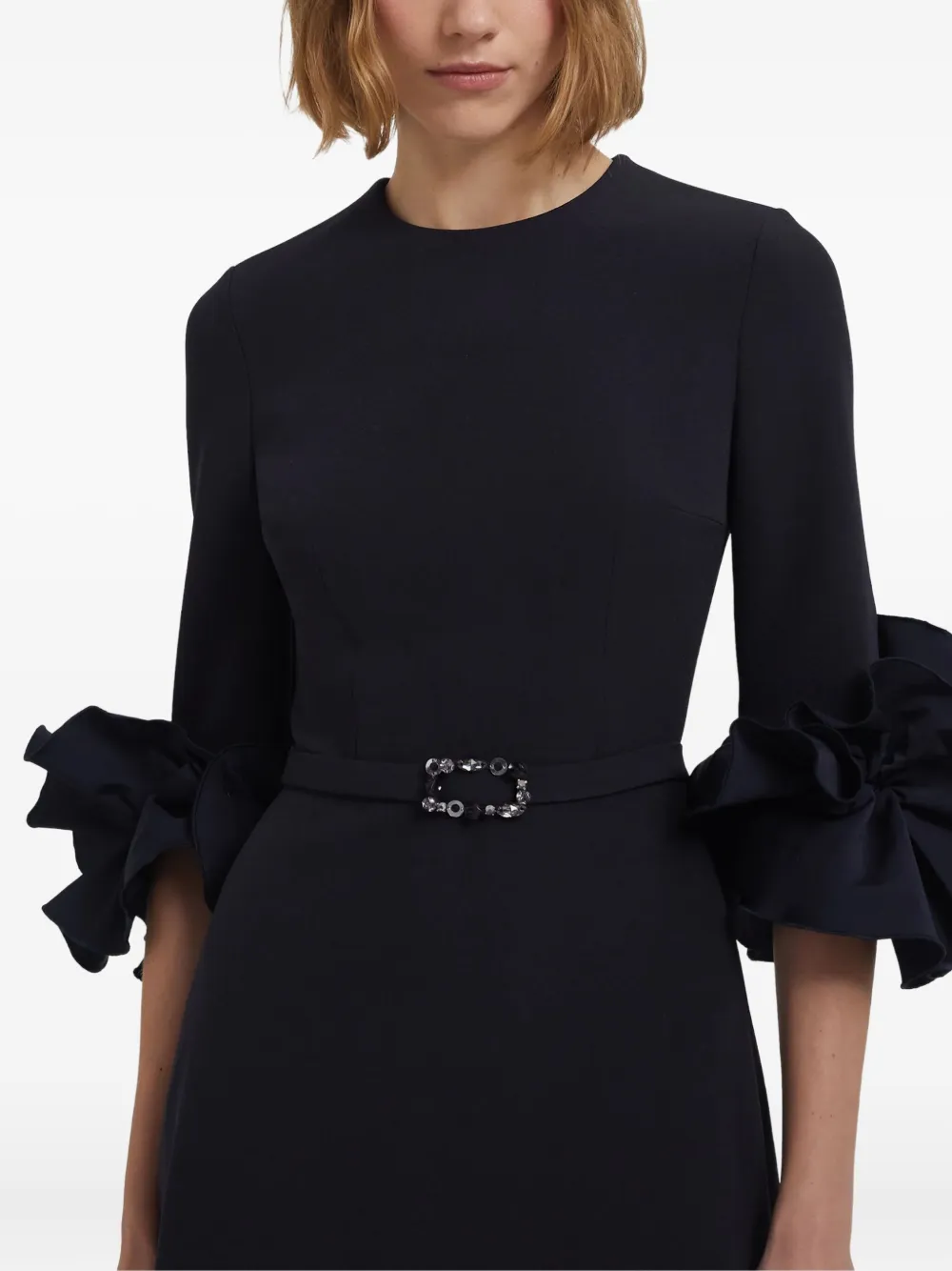 Safiyaa Embellished Ruffle-sleeve Gown In Black