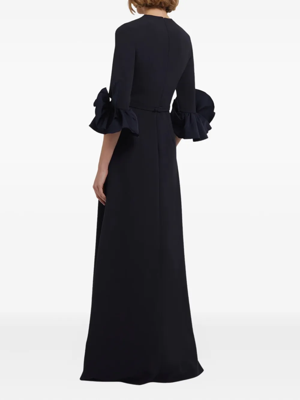 Safiyaa Embellished Ruffle-sleeve Gown In Black