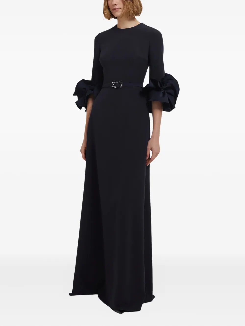 Safiyaa Embellished Ruffle-sleeve Gown In Black