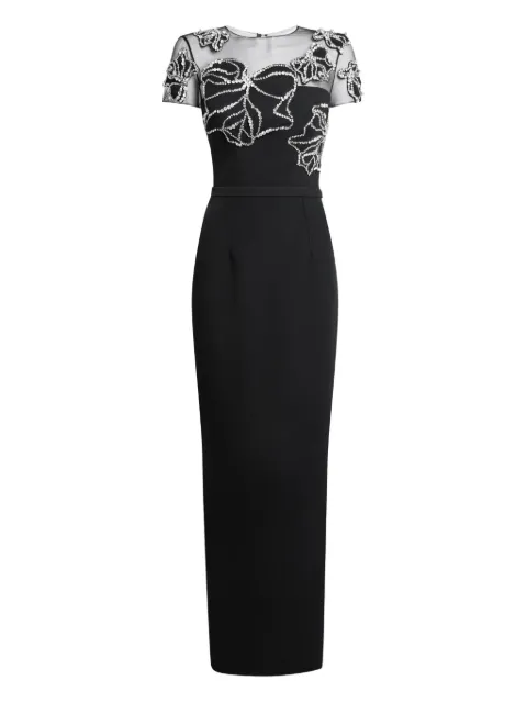 Safiyaa embellished mesh yoke gown
