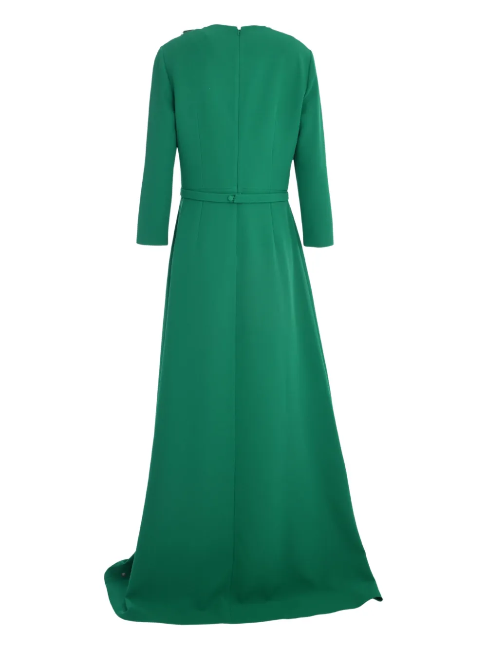 Safiyaa embellished long-sleeve A-line dress - Groen