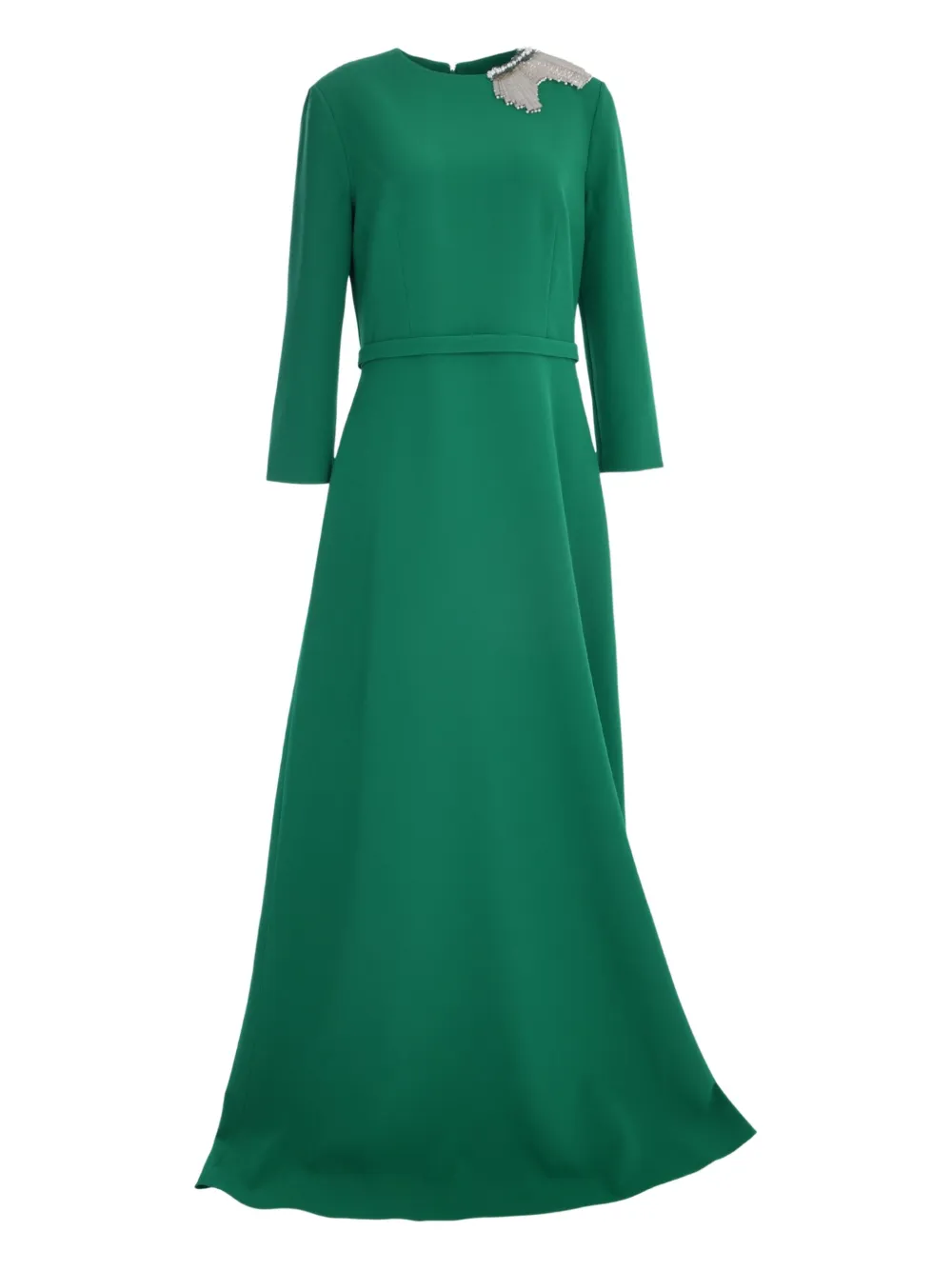 Safiyaa embellished long-sleeve A-line dress Groen