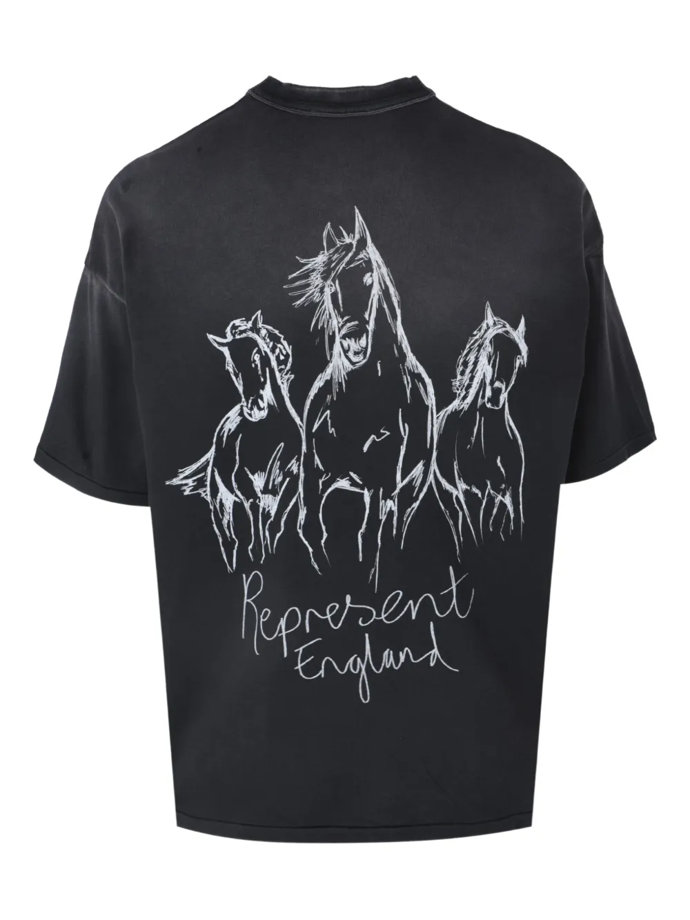 Represent T-shirt met grafische paardenprint Zwart