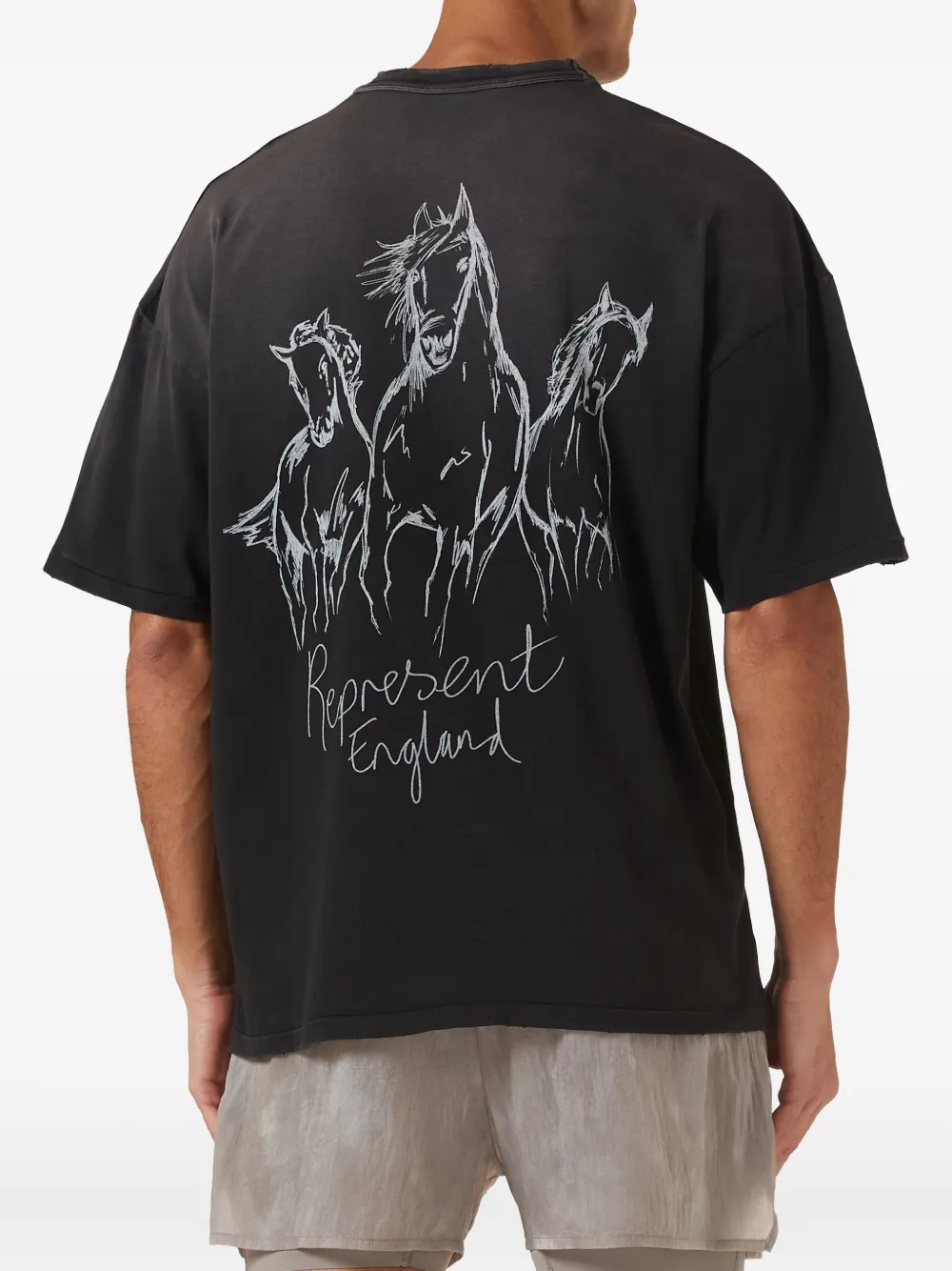Represent T-shirt met grafische paardenprint Zwart