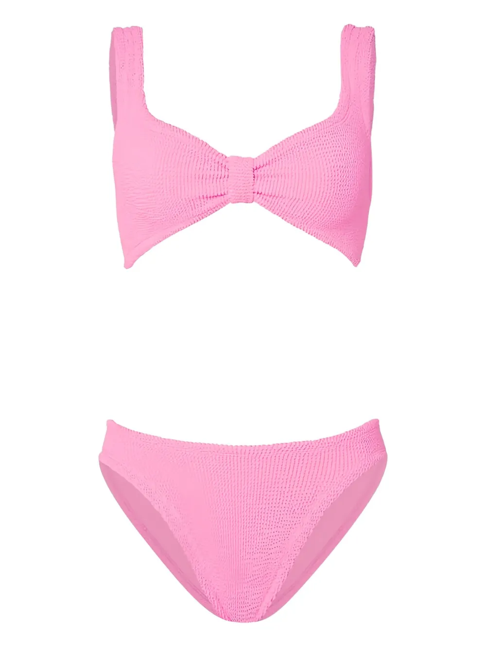 Hunza G bow-detail textured bikini - Rosa