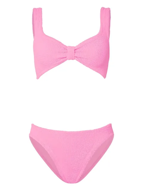 Hunza G bow-detail textured bikini