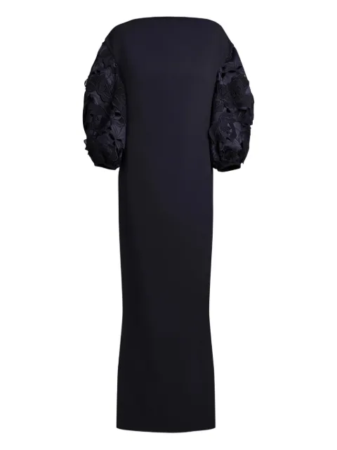 Safiyaa floral-embellished balloon-sleeve gown