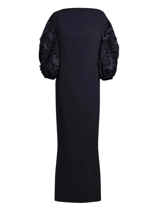 Safiyaa Floral-embellished Balloon-sleeve Gown in Blue