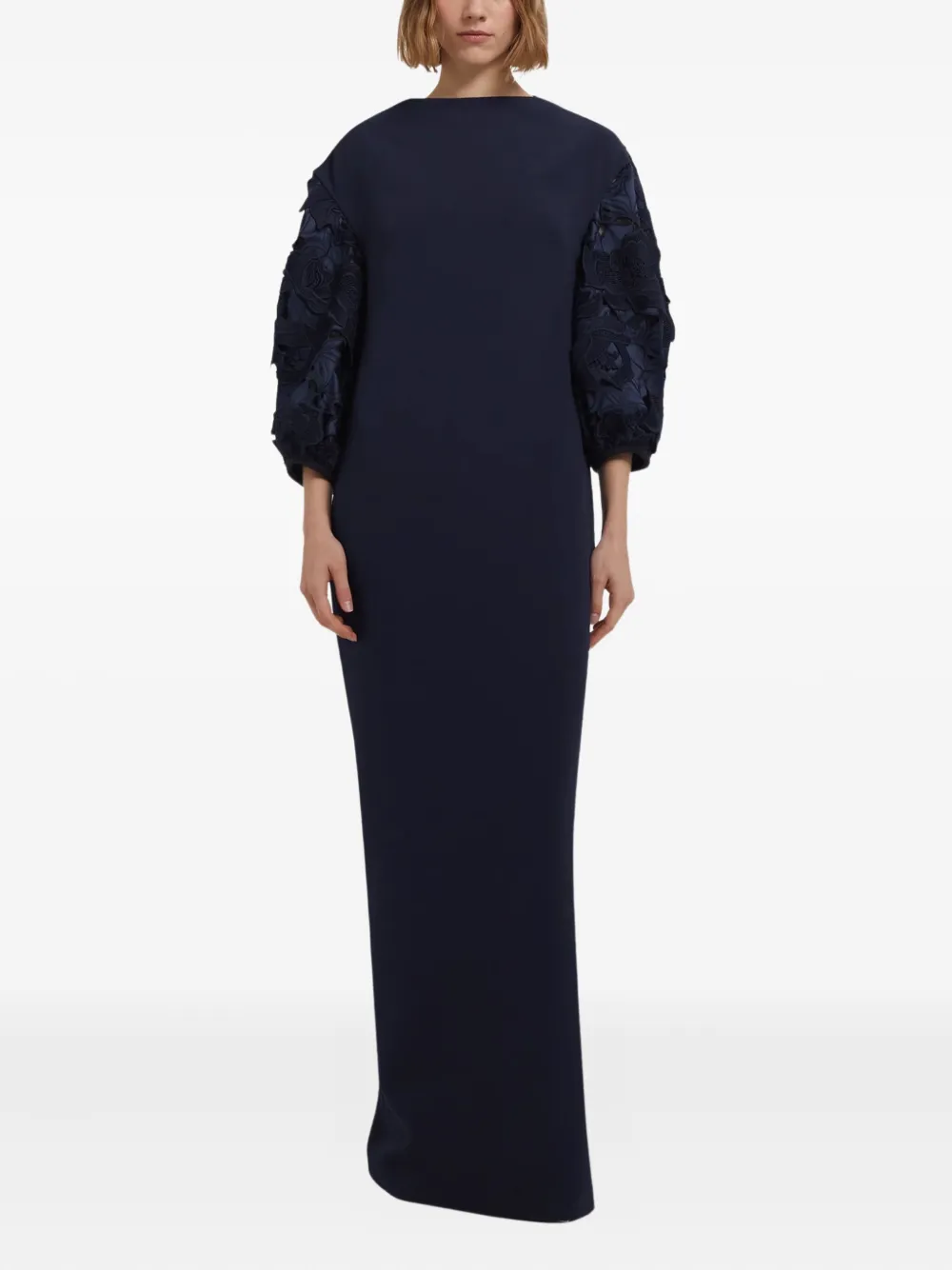 Safiyaa floral-embellished balloon-sleeve gown - Blauw