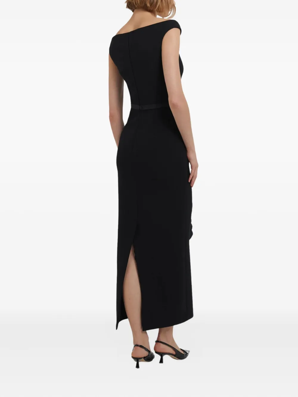 Safiyaa Bardot Draped Dress In Black