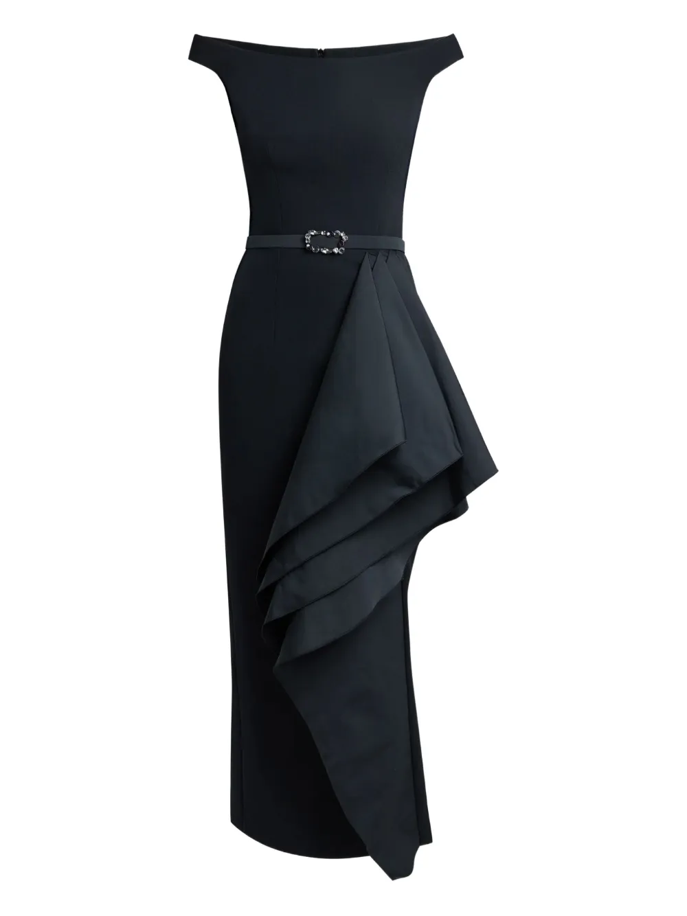 Safiyaa Bardot Draped Dress In Black