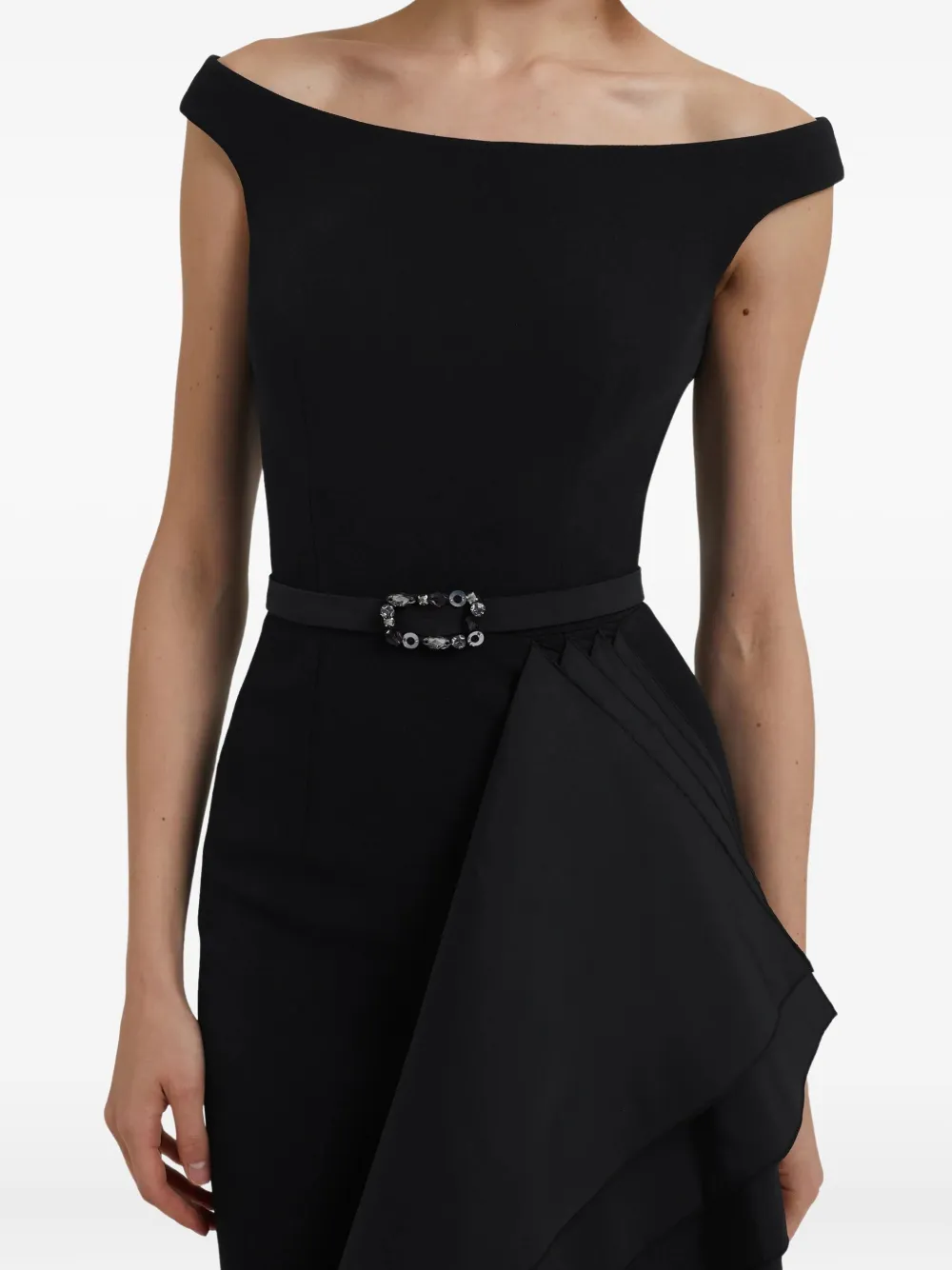 Safiyaa Bardot Draped Dress In Black