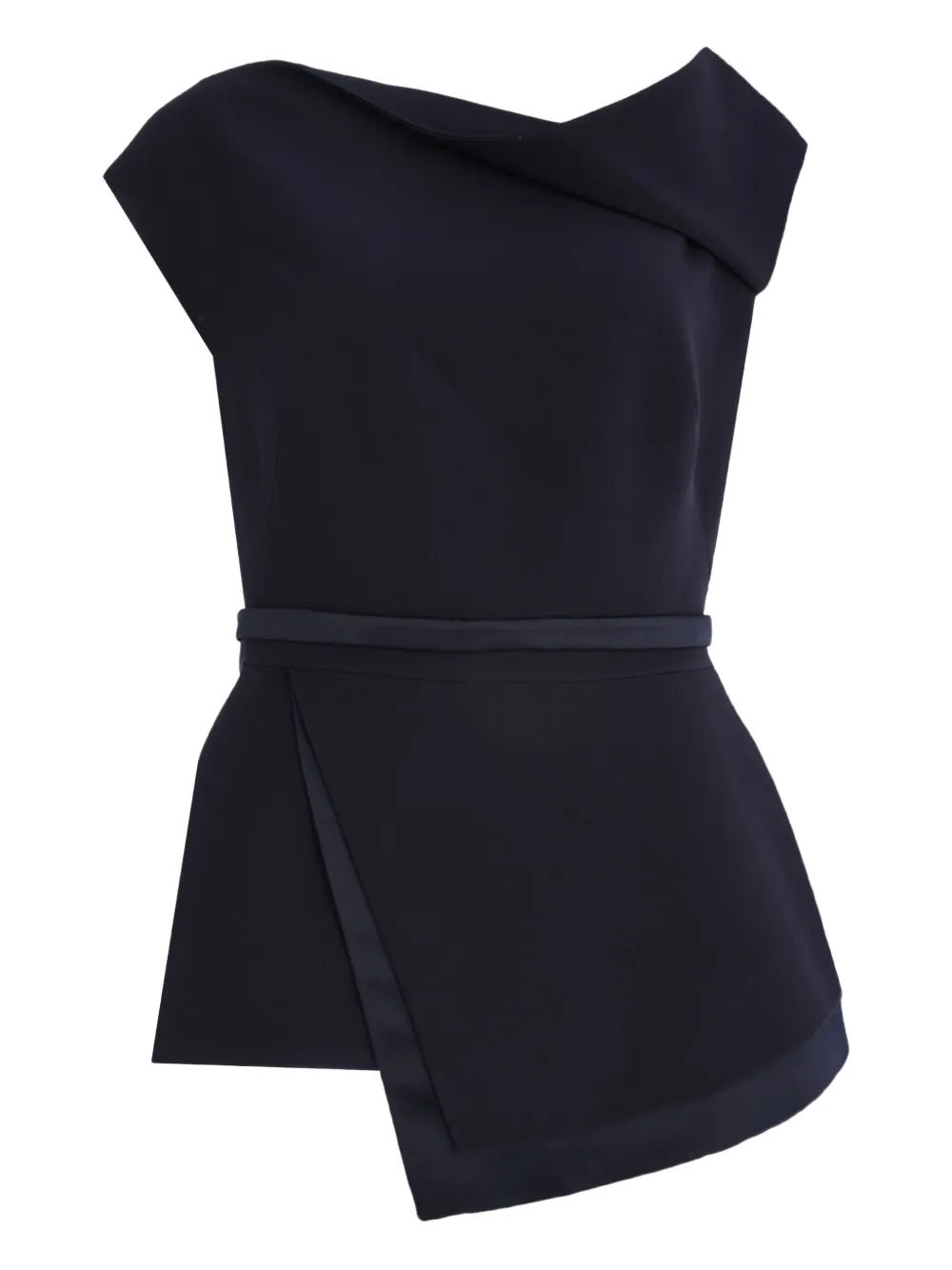 Safiyaa Farrah Asymmetric-hem Peplum Blouse In Blue