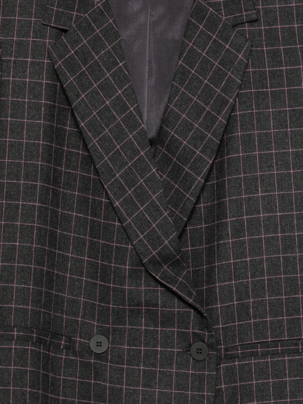  Niu Double-breasted Check Blazer - Grey 