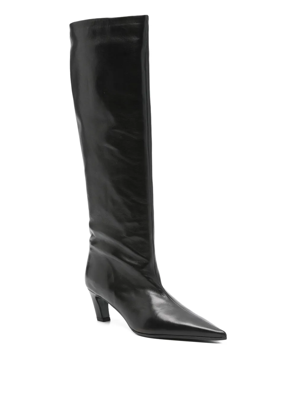 Thea Mika 60mm Pointed-toe Calf-leather Boots In Black