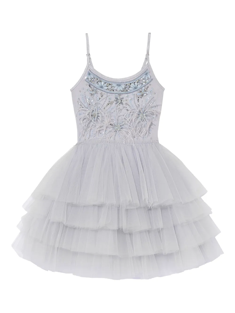 Tutu Du Monde Feathered Garden gelaagde verfraaide jurk Blauw