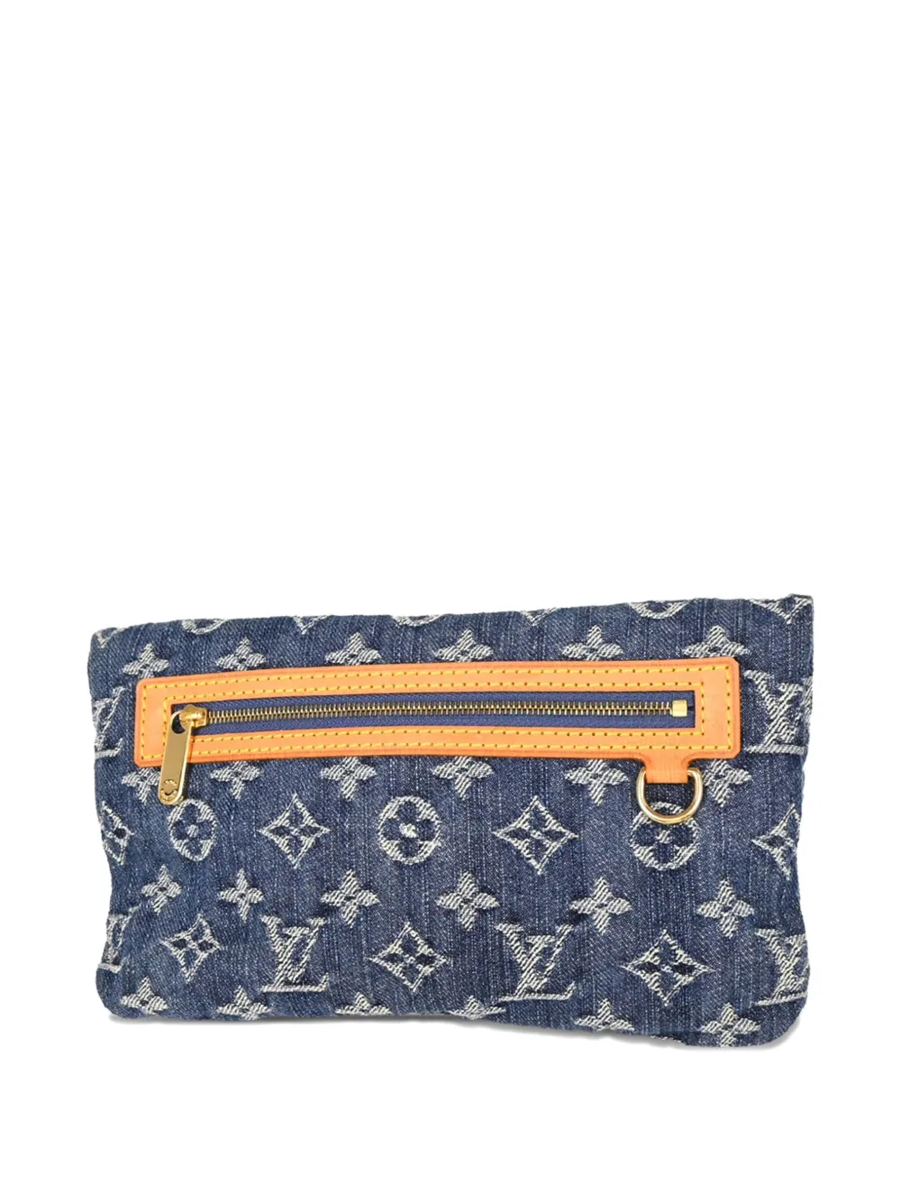 Pre-owned Louis Vuitton 2006 Monogram Denim Clutch Bag In Blue