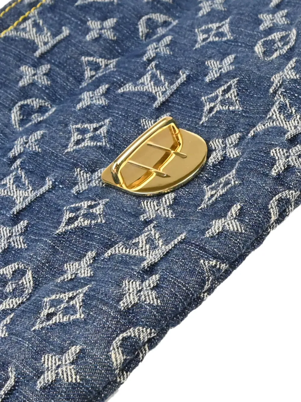 Pre-owned Louis Vuitton 2006 Monogram Denim Clutch Bag In Blue