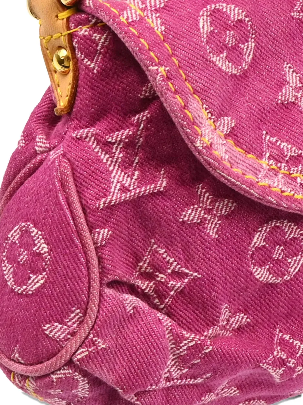 Pre-owned Louis Vuitton 2006 Mini Pleaty Monogram Denim Handbag In Pink