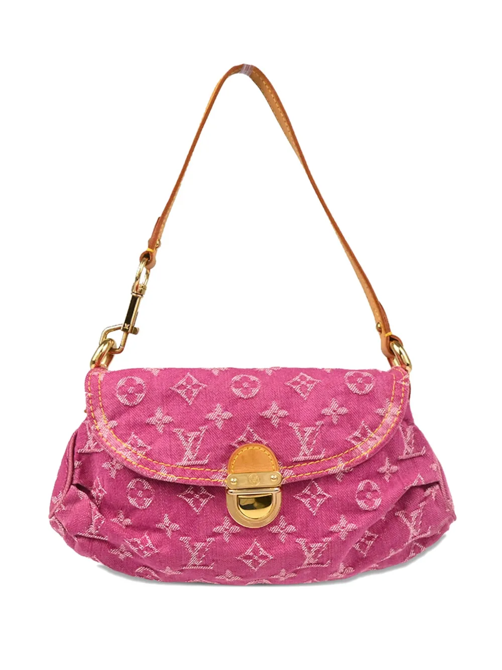 Pre-owned Louis Vuitton 2006 Mini Pleaty Monogram Denim Handbag In Pink
