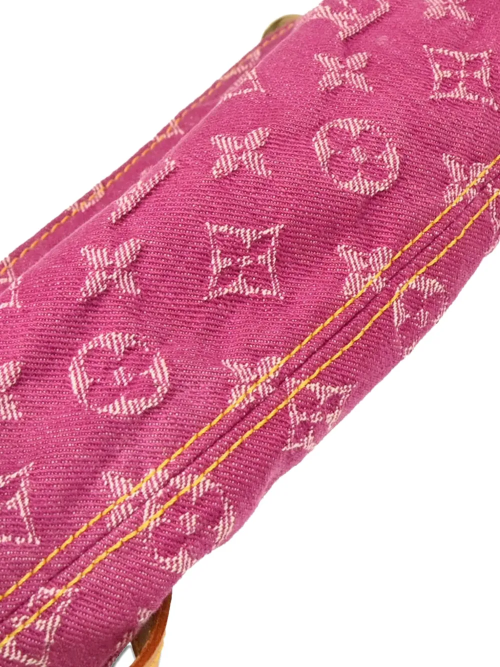 Pre-owned Louis Vuitton 2006 Mini Pleaty Monogram Denim Handbag In Pink