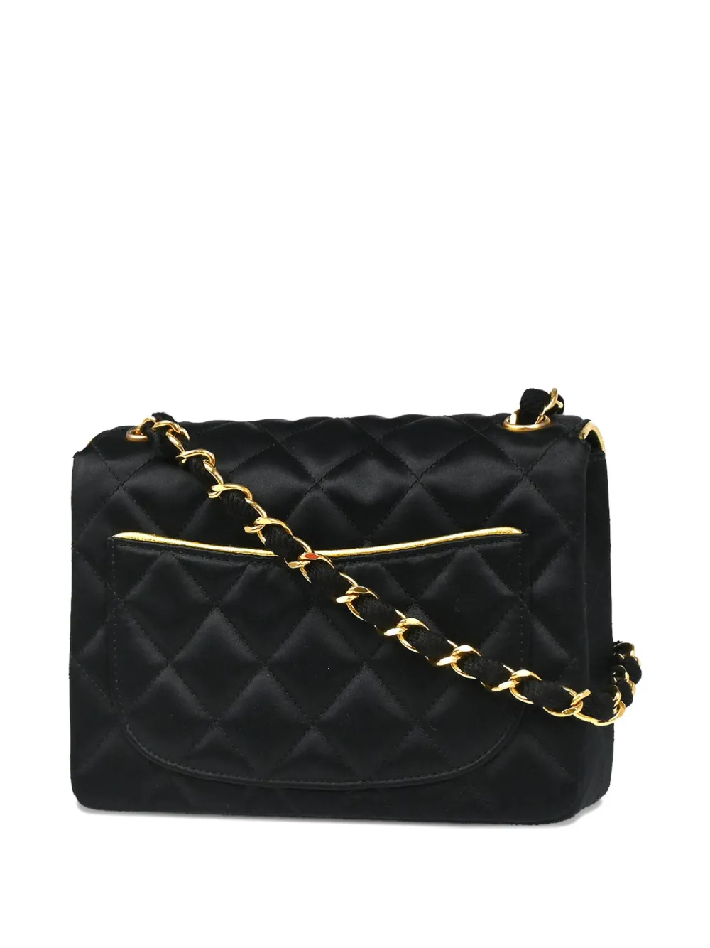 Pre-owned Chanel 1990 Mini Classic Square Flap Shoulder Bag In Black