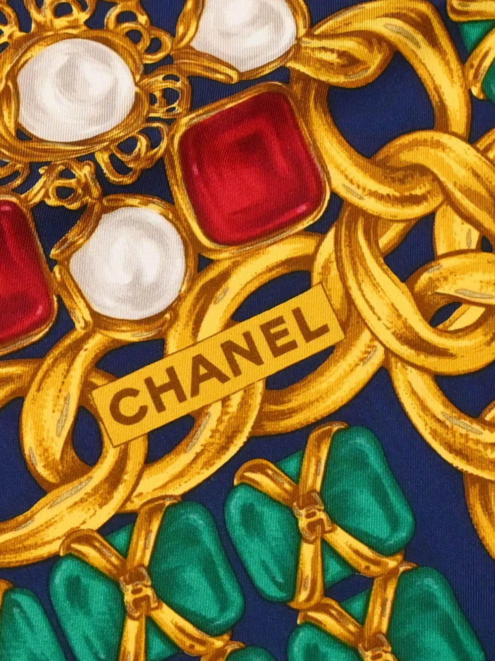 Pre-owned Chanel 1990-2000s Printed Scarf In Blue