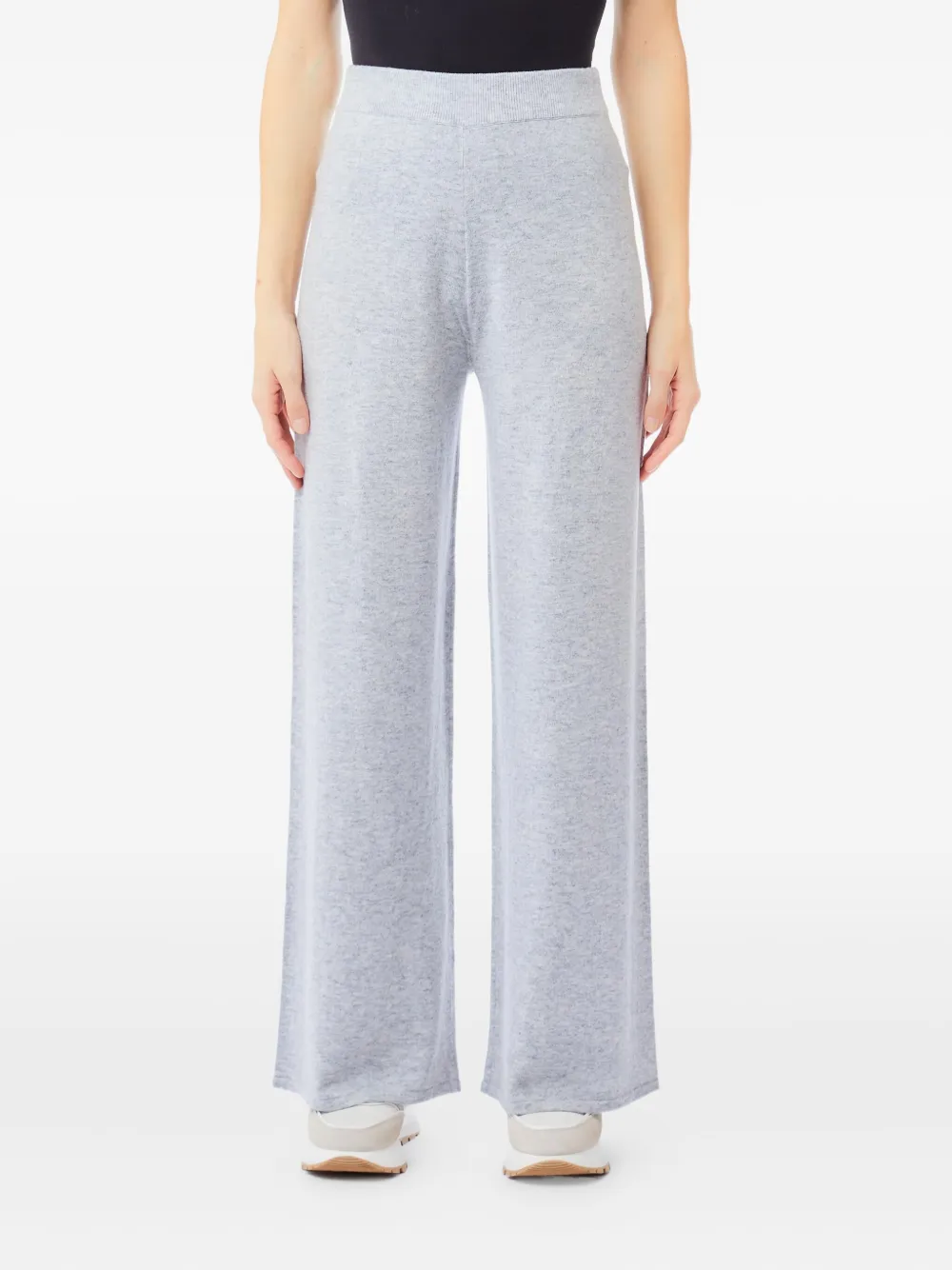 Liu •jo Ribbed Logo-detail Palazzo Pants In Gray