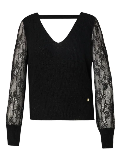 LIU JO lace-sleeve knitted T-shirt