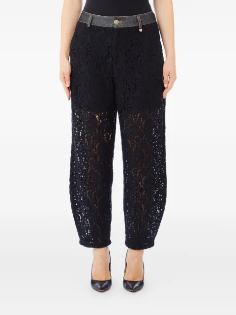 LIU JO lace-denim cotton-blend trousers