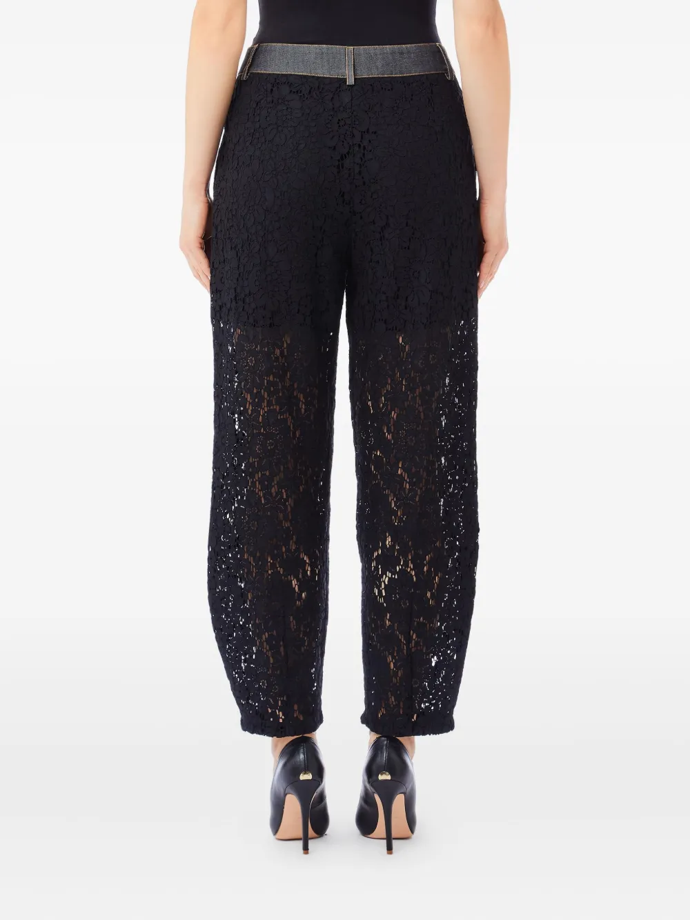 Liu •jo Lace-denim Cotton-blend Trousers In Black
