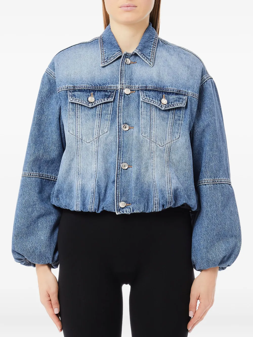 Liu •jo Balloon-sleeve Denim Jacket In Blue