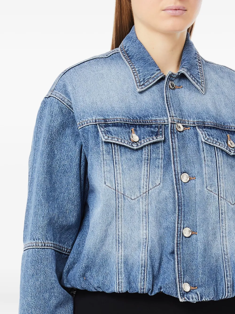 Liu •jo Balloon-sleeve Denim Jacket In Blue