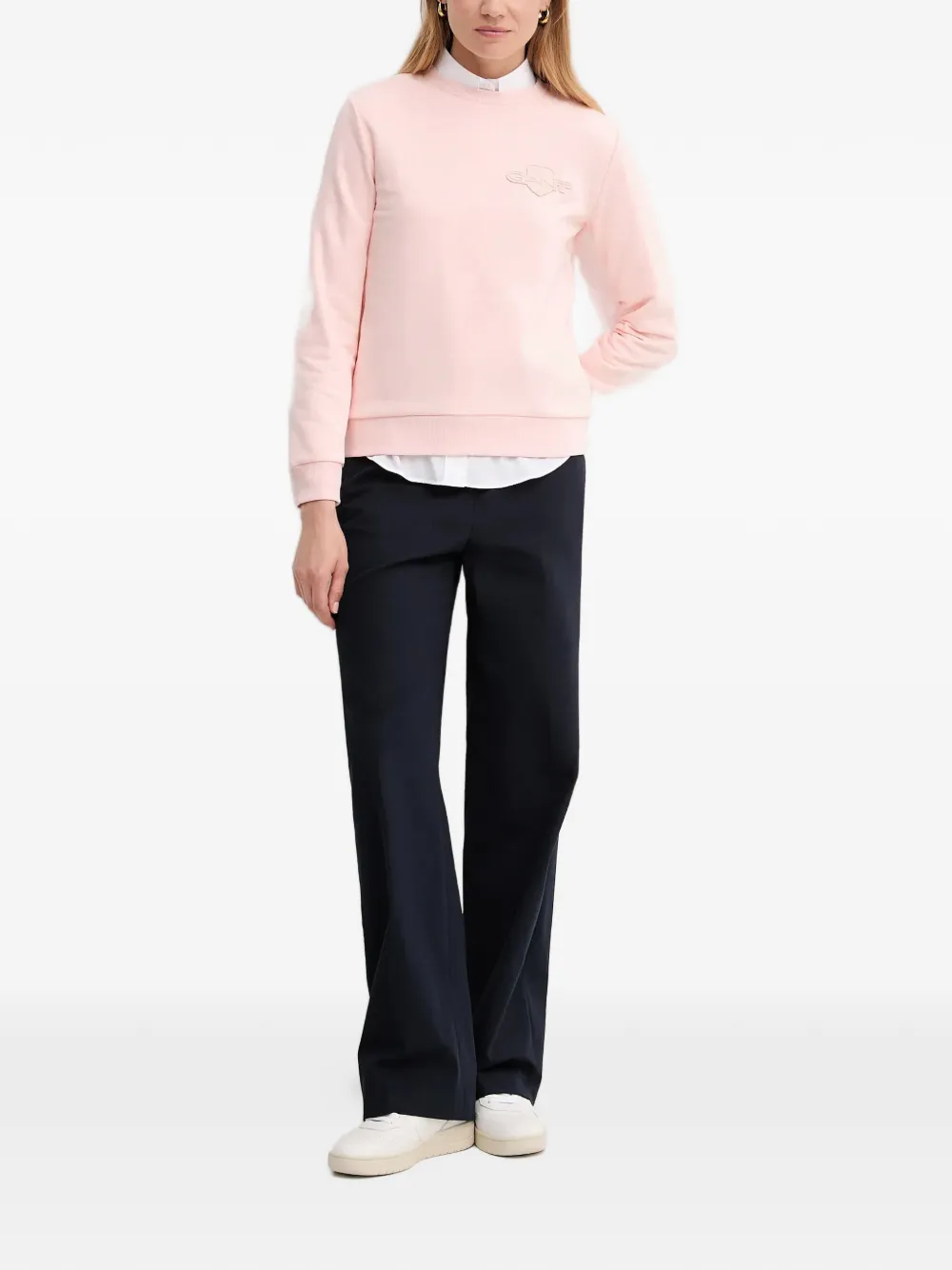 Gant Logo-embroidered Sweatshirt In Pink