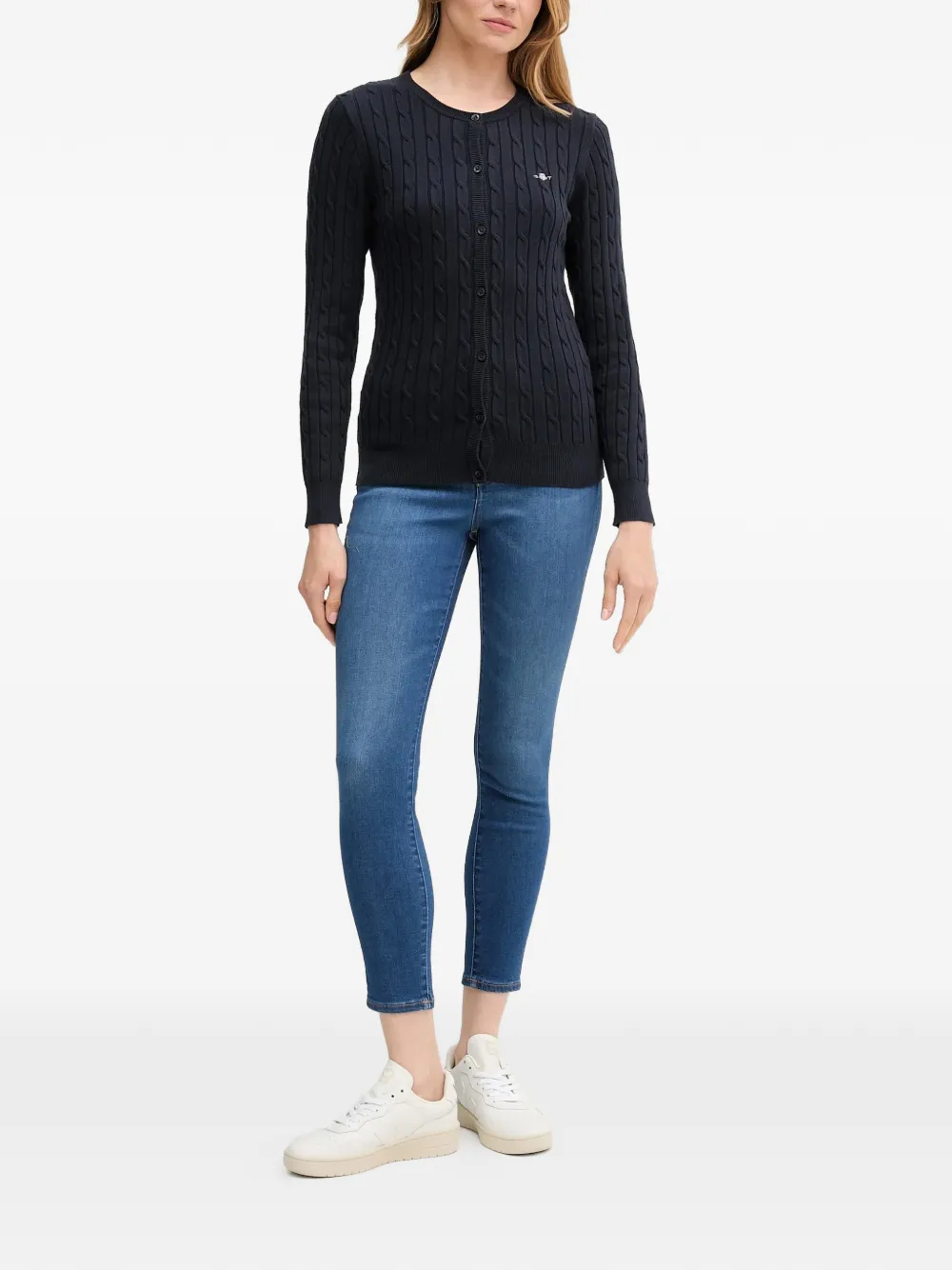  Gant Cable-knit Buttoned Cardigan - Blue 